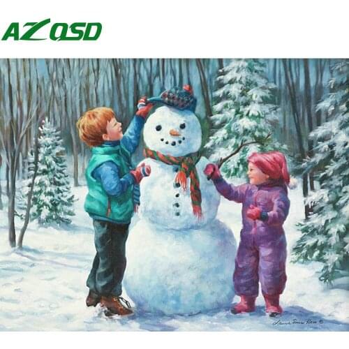 AZQSD Diamond Painting Diy Snowman Full Square Drill Home Decor Diamond Embroidery Landscape Cross Stitch Kits Handmade Gift