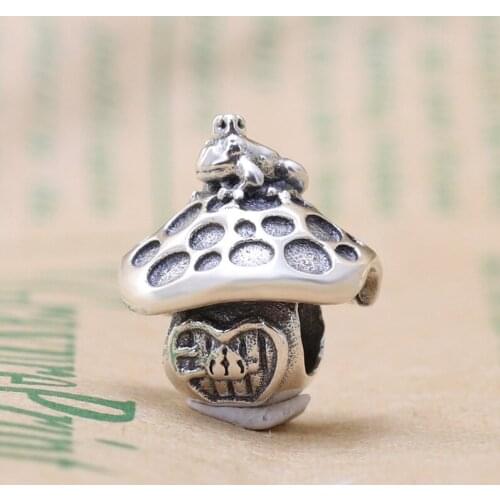 Authentic 925 Sterling Silver Frog Mushroom Beads Fit Original Charms Bracelet Necklace DIY Jewelry Making