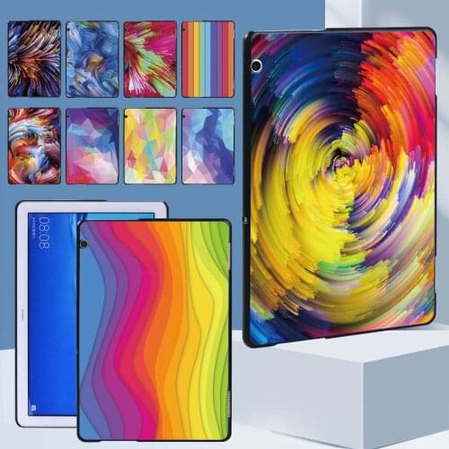 Tablet Case for Huawei MediaPad T5 10 10.1" Inch Watercolor Print Series Anti-Fall Hard Shell Case + Free Stylus