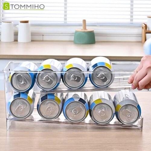 STOMMIHO Beverage Holder Can Organizer Rack Refrigerator Storage Organizer Large Capacity Plastic Beer Cans Fridge Holder