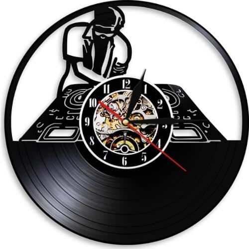 DJ Turntables Hip Hop Vinyl Record Wall Clock Music Studio Wall Art Decorative Clock For Night Club Pub Best Gift For DJ Lover