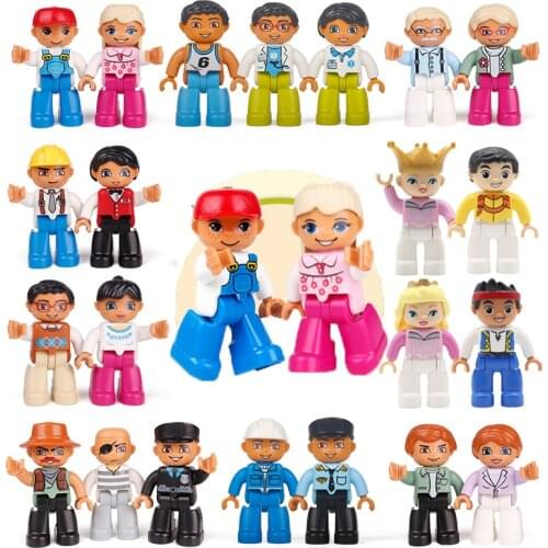 Action Figures Accessories Series Big Size Building Blocks Model City Policeman Family Princess Firemen Toys For Children Gifts