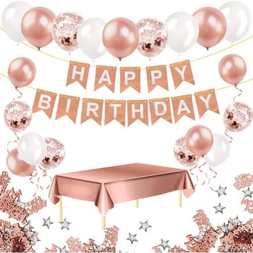 FanhausRose gold birthday balloons, girl women decoration, confetti balloon ribbon anniversary birthday, birthday party