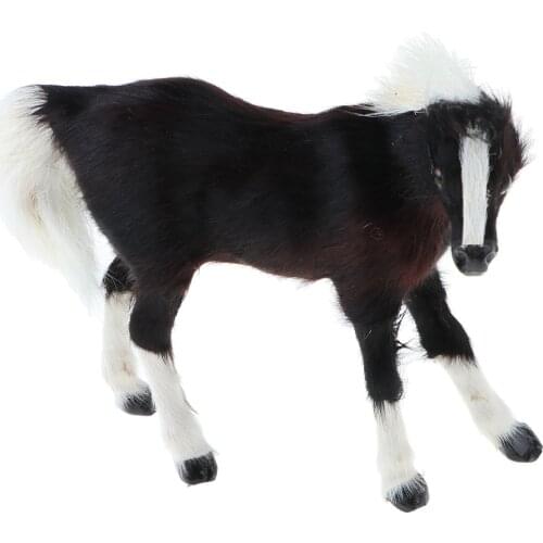 Simulation Faux Fur Horse/ Cat Model Kids Educational Toy Handicraft Collection Home Ornament