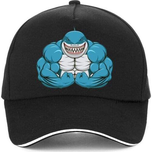 Men Bodybuilder Muscle Sharks Baseball Cap Summer man Fitness Dad hats Brand muscle Sharks Adjustable hip hop Snapback Hats