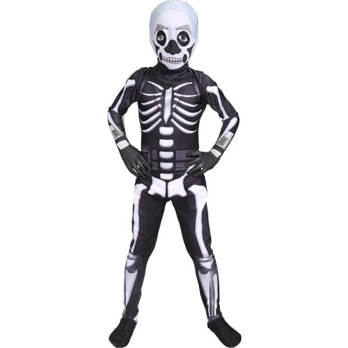 Unisex Funny Cosplay Costume Skeleton Printed Jumpsuits for Women Men Kids Zentai Party Fitness Bodysuit Oversize Elastic Outfit