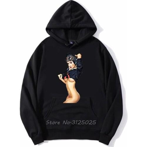 New Mens Hoodie Sexy Pin Aviator 50s Pilot Rockabilly Hoodies Autumn Winter Men Fleece Sweatshirt Hoody Streetwear