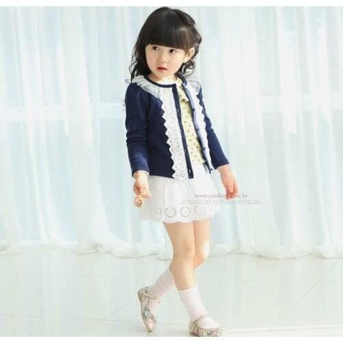Spring Autumn Childrens Thin Clothing Cardigan Girls Childrens Coat Lace Long-Sleeved Coat Childrens Clothing 2-3 Years Old