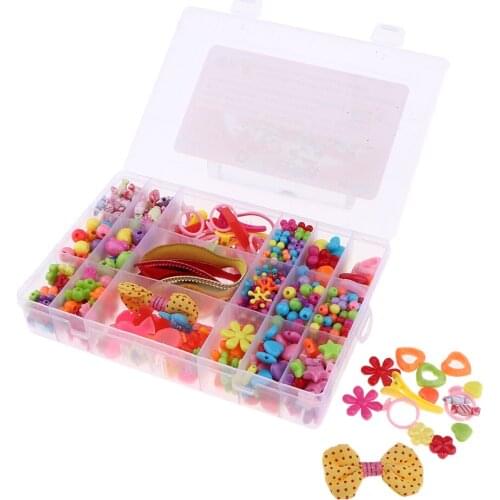 500 Pieces Colorful Acrylic Craft Beads Kit for Kids Girl Jewelry DIY Making