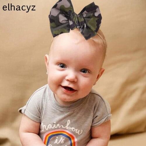 New Chic Baby 4.5'' Print Soft Waffle Hair Bow Elastic Nylon Headband Girls Printed Bow Soft Nylon Hairband Kids Hair Accessory