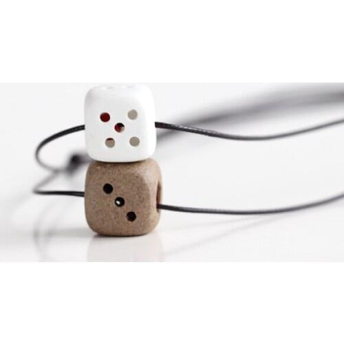 New Arrival Dice Pattern Fashion Personality 100% Handmade Ceramic Necklace for Lovers Lovely Necklace Jewelry Two Colors
