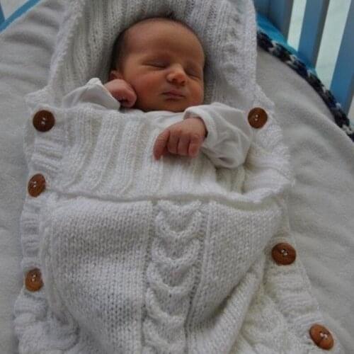 Newborn Infant Baby Blanket Knit Crochet Winter Warm Swaddle Wrap Sleeping Bags