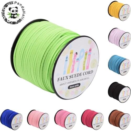 Pandahall 90m/roll 3mm Faux Suede Cord Faux Suede Lace With Roll Spool For Necklace bracelet Rope Jewelry Accessory Finding