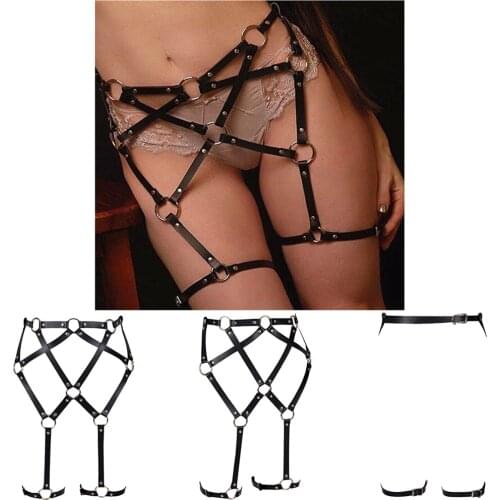 Harness Women Sexy Harajuku Garters Faux Leather Body Bondage Cage Sculpting Adjust Waist Belt Straps Suspenders Punk Goth