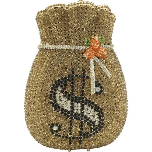 Luxury Women Evening Pouch Money Bags US Dollar Diamonds Crystal Clutches Lucky Bag Diamond Bag Handbag