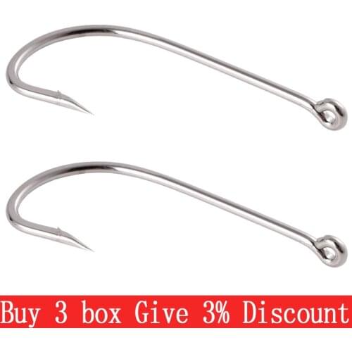 100pcs Fishing Hooks Stainless Steel Long Shank Saltwater Barbed ocean Fish Jig Hooks With Fishing Tackle Box