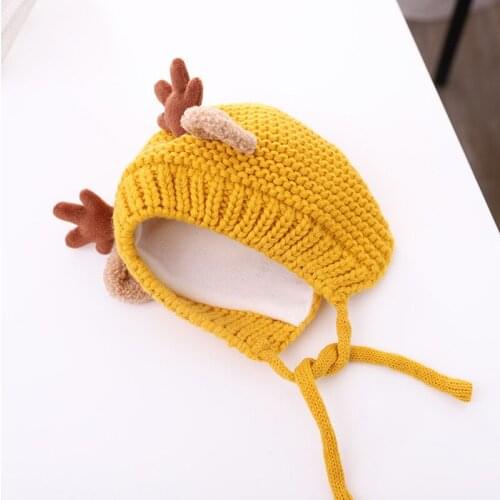 Cute Cartoon Elk Baby Hat Winter Christmas Knitted Kids Hat Warm Infant Baby Boy Girls Cap Ear Protection Children Beanie Bonnet