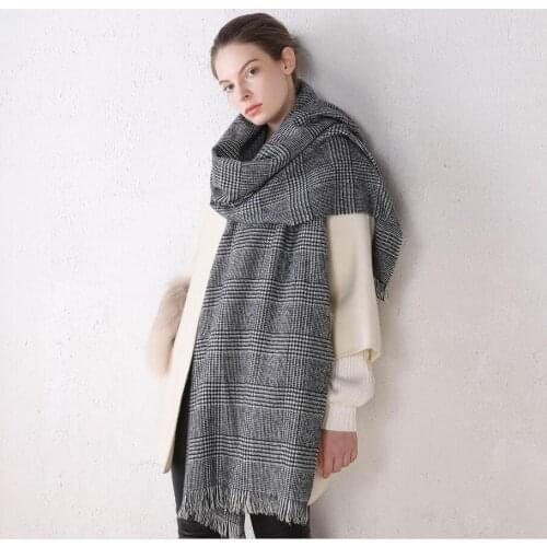 Winter Scarf Women Cashmere Warm Pashmina Solid Foulard Jacquard Female Scarves Wraps Thick Soft Bufanda Plaid Shawl Long Stole