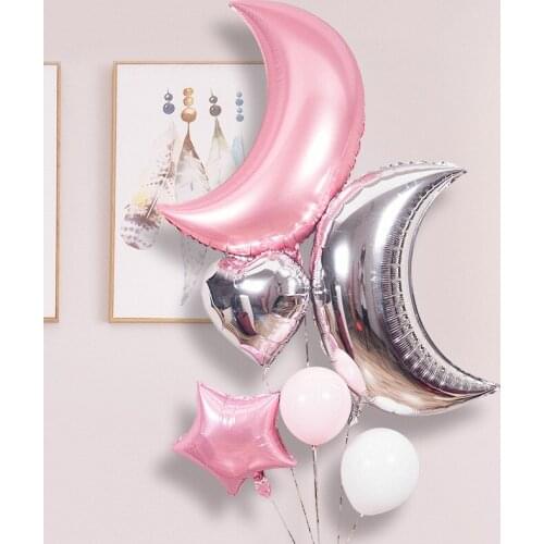 1/5pcs 36inch Large Moon Foil Helium Balloons Baby Shower Wedding Decoration Balls Kids Birthday Party Decor Supplies Globos