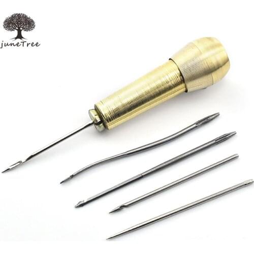 Awl needle shoes cobbler repair crochet copper fashioned needle bevel tool DIY leather tools sewing crochet hook Canvas Shoe