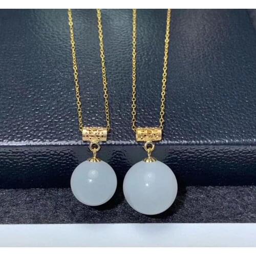 SHILOVEM 18k yellow gold real natural white Jasper pendants Christmas Gift fine Jewelry wedding no necklace mymz101066hby