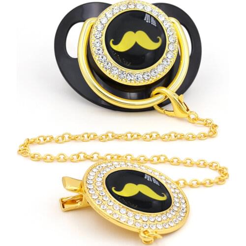 Pacifier Clips Gold Pacifier Holder Bling Silicone Baby Soother Nipple Dummy Baby Shower Gifts pacifier for adult chupetes