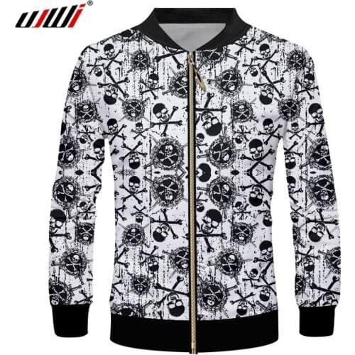 UJWI Unisex Sports Zip Jacket 3D Printed Skulls And Sleleton Theme Mens Zipper Coat Fashion Man Oversized 6XL Suppliers