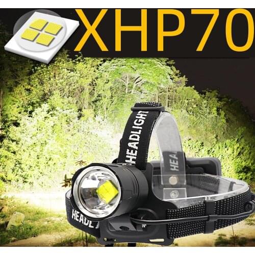 8000LM XHP70.2 led Headlamp usb rechargeable Zoom high power strong bald lamp Camping fishing waterproof headlamp use 18650