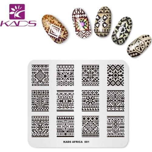 KADS New Arrival Africa 001 Design Colorful Stripe Pattern Templates DIY Image Stencil Beauty Tools Nail Art Stamp Plate