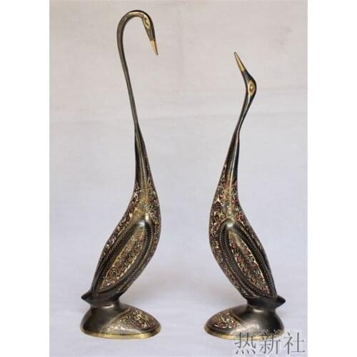 Pakistan bronze 16 inch color Swan animal handmade art furnishings imported copper copper Swan