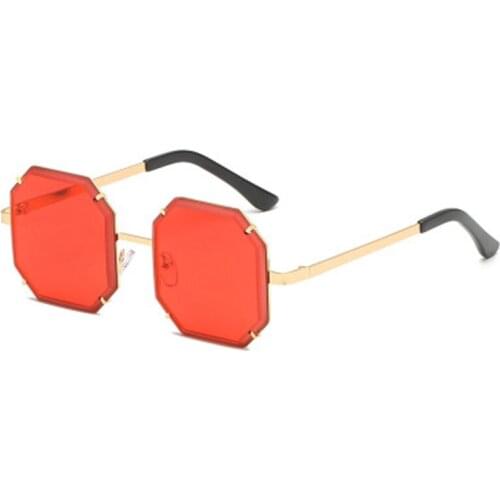 Metal Gradient Women Oversized Square Rimless Sunglasses 2020