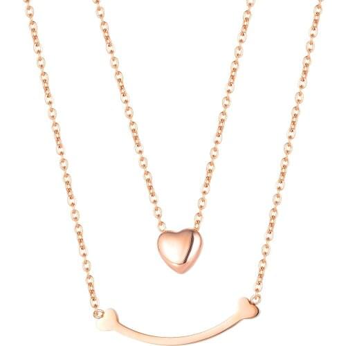 2021 Fashion Stainless Steel Heart Collar Layered Necklace For Women Girl Neck Pendants Jewelry Aesthetic Accessories Necklaces