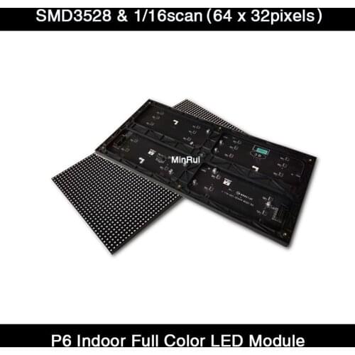 40PCS/Lot High Quality P6 Indoor HD LED Screen 384*192mm 64*32 Pixels 1/16 Scan SMD3528 RGB Full Color P6 LED Display Board