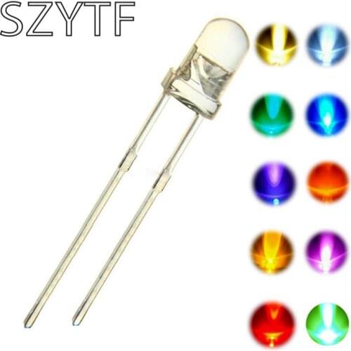 1000pcs/lot 5mm LED Diode 3V Set Light Emitting Warm White Green Red Blue Yellow Orange Purple
