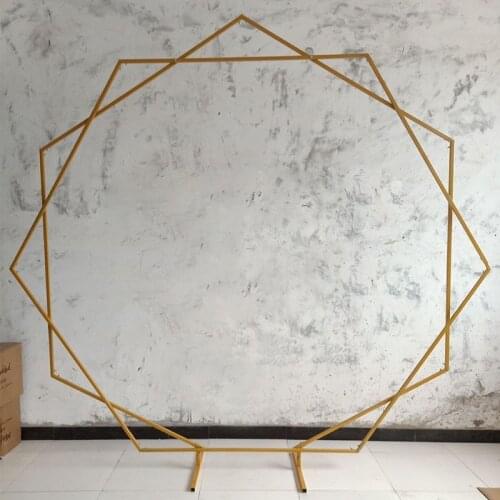 22Wedding arch double hexagon wedding stage geometric wrought iron diamond hexagonal arch backdrop stand decorative flower stand