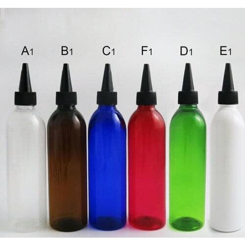 30 x Big Round 250 ml Empty Clear Amber Blue Green White Red plastic bottle cream lotion cosmetic container with Spout cap