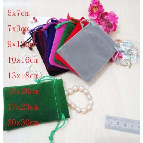 50pcs/Lot Multicolor Velvet Gift Bag Velvet Jewellery Bag Velvet Drawstring Bag Velvet Christmas Wedding Gift Packaging Bags
