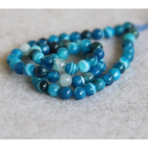 6mm Fashion New Multicolor Blue faceted Onyx beads Round shape chalcedony stones 15" Jewelry making design wholesale