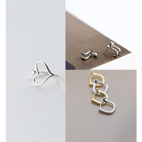 925 Sterling Silver Pin Gold and Silver Two Color Hollow Out Minimalist Earrings Enhance Charm and Temperament