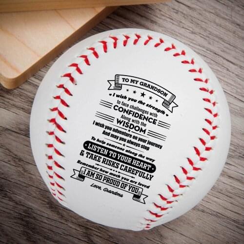 Grandma To My Grandson Printed Content Baseball Ball birthday Reward Gift