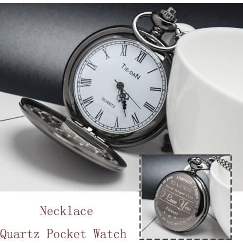 Black Vintage Bronze Quartz Pocket Watch Necklace Pendant Clock Chain Men Women Fob Watches Jewelry Accessory Gift