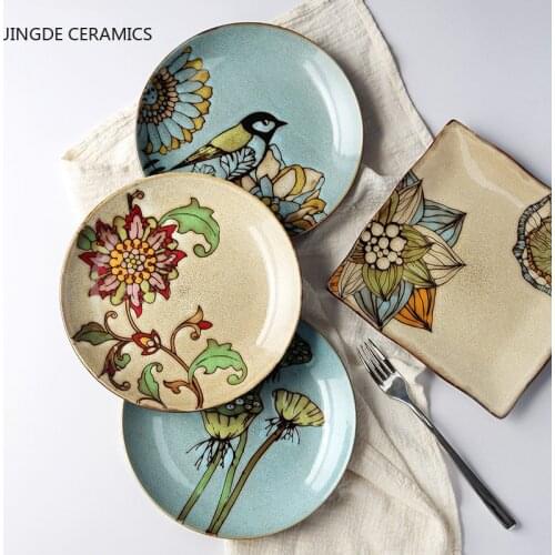 Hand-painted Home Creative Western Steak Flat Plate Personalized Tableware Ceramic Breakfast Bread Salad Fruit Storage Tray