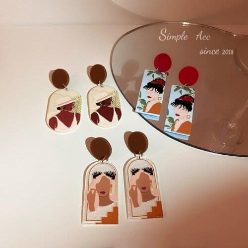 European and American fashion exaggerated personality trendy portrait drop earrings temperament design earrings for women