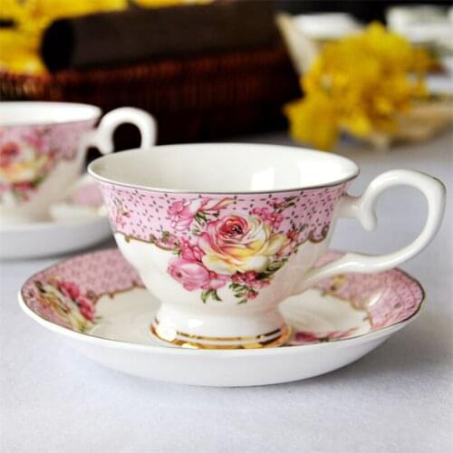 European Bone China Hand-painted Coffee Cup with Saucer Set Porcelain Coffee Milk Cup Office Afternoon Tea Cup Drinkware Set