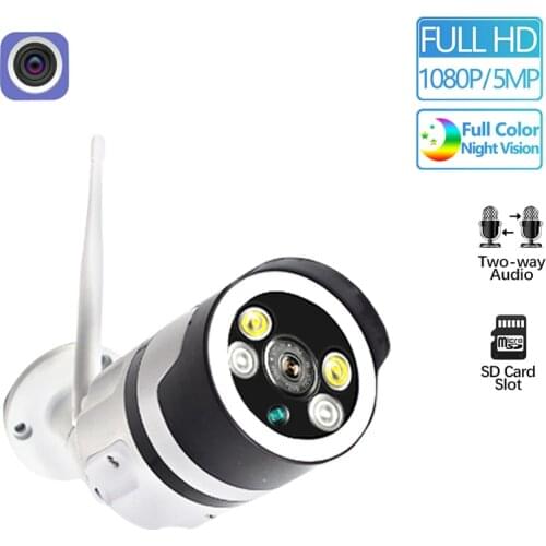 HD 5MP WIFI Wireless IP Camera 1080P CCTV WI-FI Camera Outdoor Onvif Alarm 2-Way Audio TF Card Slot IR 20m CamHi