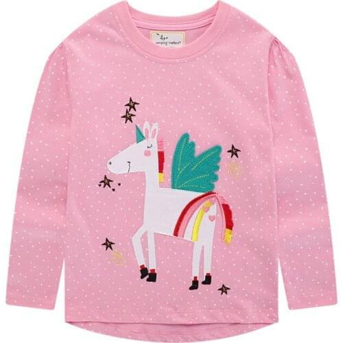 Jumping meters 2020 Unicorn Girls Long Sleeve T shirts 100% Cotton Tops Children Animals Clothing Autumn Spring T shirts Kids