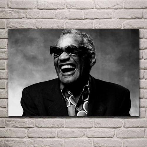 Ray charles musician author soul jazz rhythm blues black white portrait living room home wall art decoration fabric poster RW123