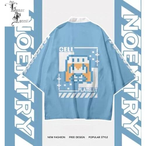 Cells at Work! Cute Pletelet 3D Printing Japanese Kimono Haori Yukata Fashion Summer Casual Cool Short Sleeve Streetwear