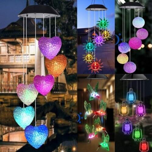 Creative Solar Garden Wind Chime Light Hanging String Lights Color Changing Waterproof Courtyard Decor