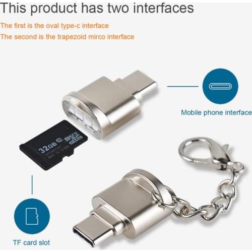 Mini Card Reader Portable Metal Case Type C Micro SD TF Memory Card Reader OTG Adapter USB 3.1 Card Reader For Phone
